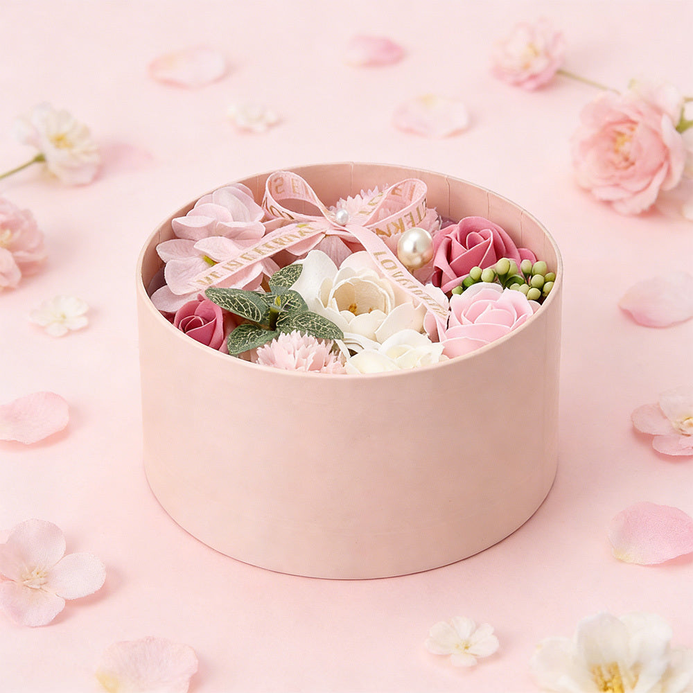 Bath Soap Gift Box, Artificial Flower Bouquet, card, Scented Rose Petal Gift for Valentine'S Day Anniversary, Christmas, Birthday Gift for Women, Girlfriend, Wife