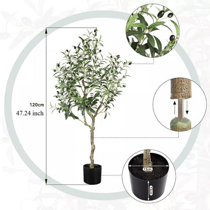 Artificial Olive Tree 120Cm Big Tall Fake Plants, Artificial Olive Plants Indoors in Pots, Faux Tropical Large Artificial Plant Suitable for Home Office Living Room Outdoors Decor