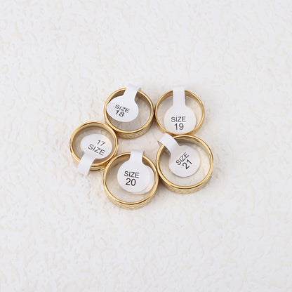 Over 20 Styles of Waterproof Stainless Steel Rings with Real Golden Plating And Intricate Hollowed-Out Striped Engravings