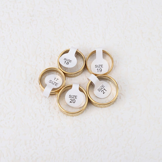 Over 20 Styles of Waterproof Stainless Steel Rings with Real Golden Plating And Intricate Hollowed-Out Striped Engravings