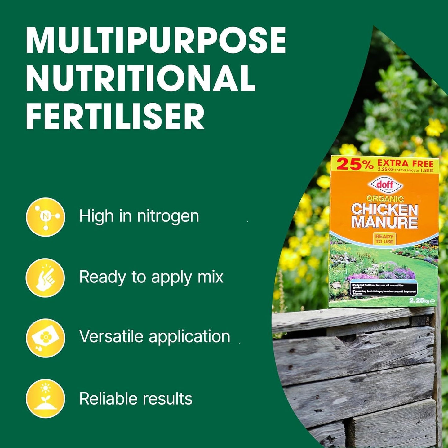 Doff Pelleted Chicken Manure Fertilizer 25% Extra Free