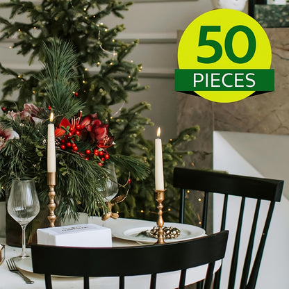 50-Pack Long Taper Candles, Unscented Dinner Candles, Suitable for Candle Holders, Elegant Ivory Taper Candles for Wedding Table Decor, Formal Dinners, and Romantic Decorations, Graduation Season Gifts, Gifting, Women's Preference