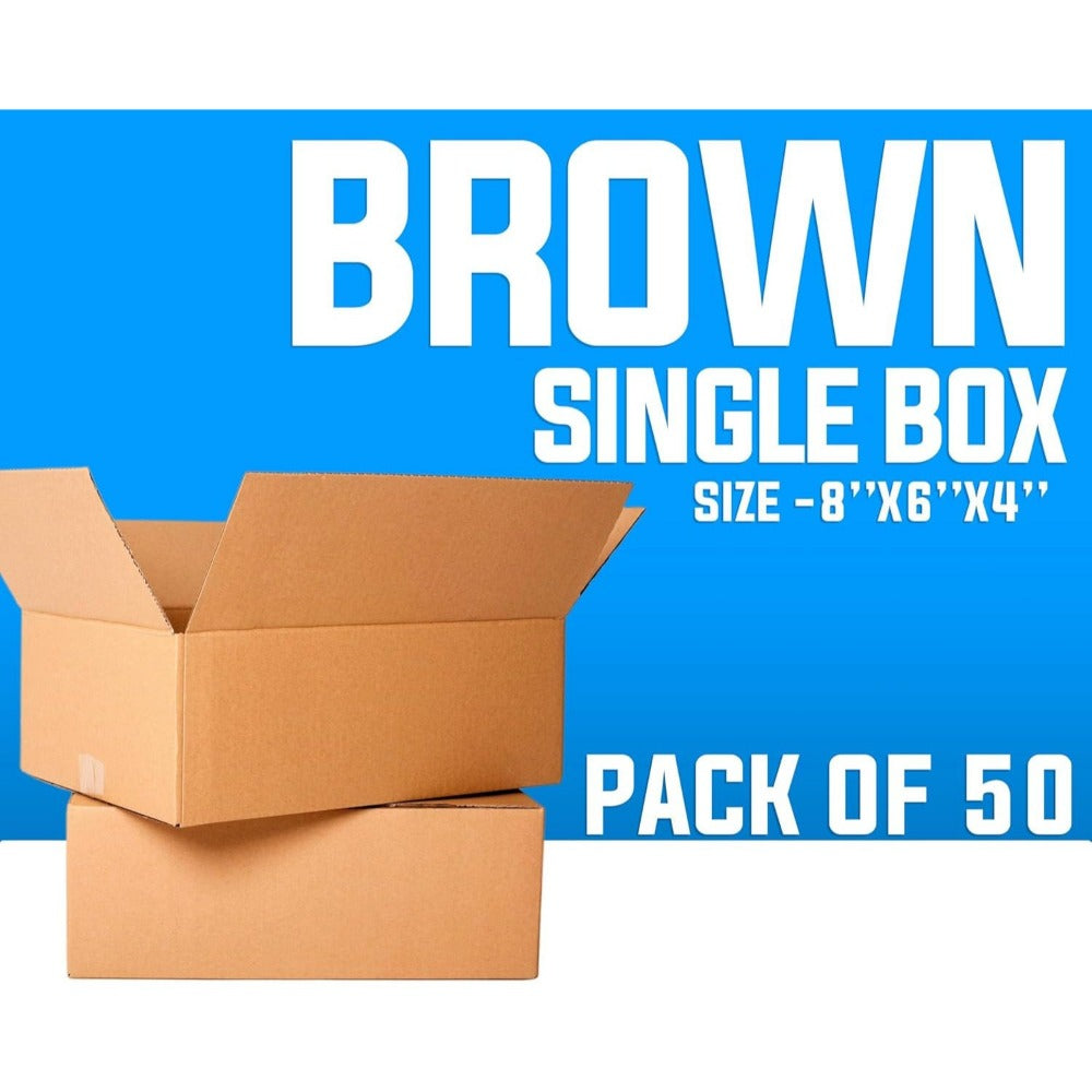 Small Cardboard Boxes 8x6x4 Inch Pack of 25 – Brown Single Wall Corrugated Postal Shipping Boxes for Mailing, Moving & Storage