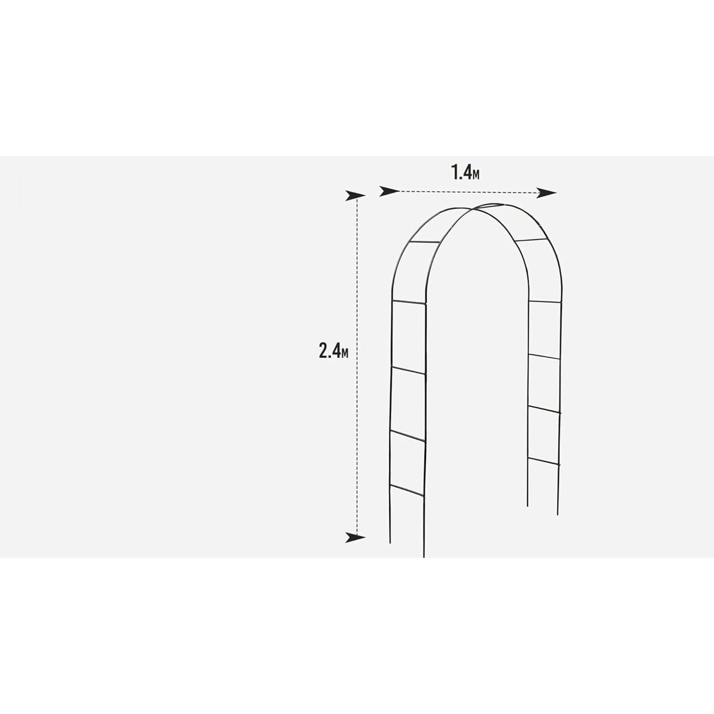 Metal Black Garden Arch Arbor (2.4m) – Powder-Coated Steel Frame Pergola for Climbing Plants, Roses, Weddings & Outdoor Decorations