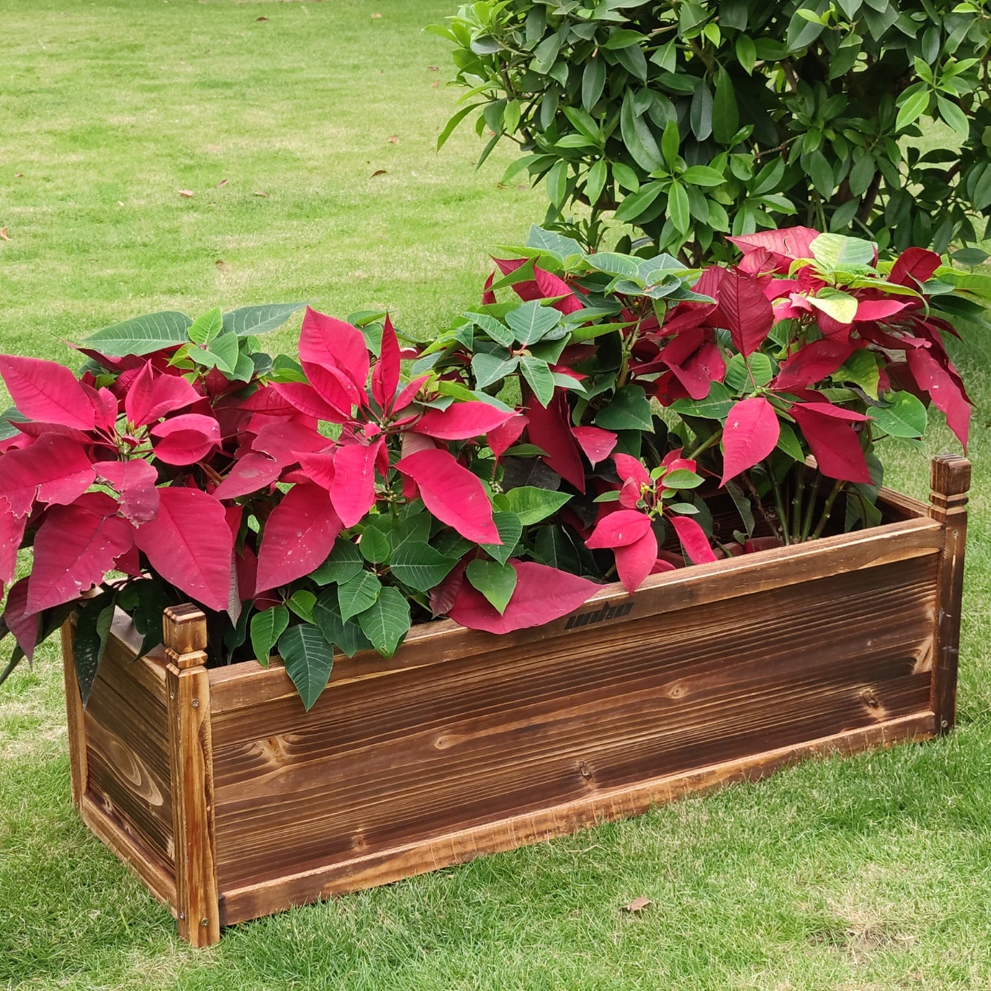 30cm/60cm/90cmL Wooden Rectangular Planter Box Raised Garden Yard Patio Flower Vegetable Planter Bed Indoors Outdoors