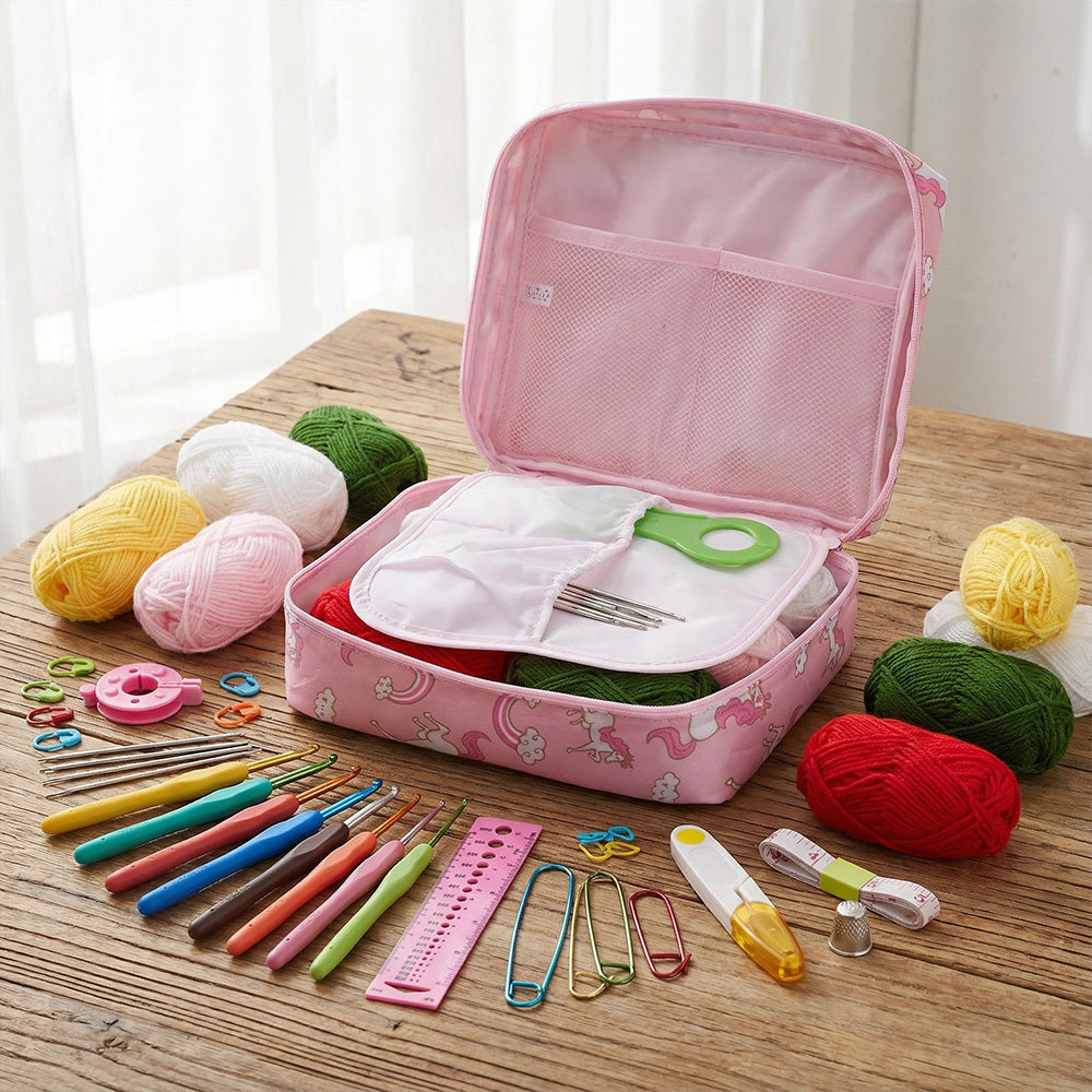 Crochet Kit for Beginners 59-Piece | Complete Set with Ergonomic Hooks, 5-Colour Yarn Balls & Zippered Storage Case | DIY Knitting Gift for Adults & Craft Enthusiasts
