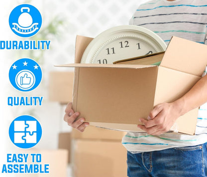 Cardboard Parcel Boxes 12x9x9" Brown Single Wall Shipping Postal Boxes Easy Assemble Pack of 10/20/25/50 – Moving, Mailing & Gift Packing