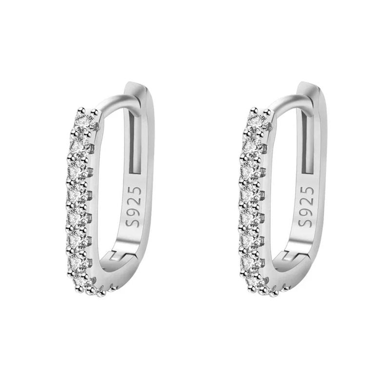 Sparkling Elegance: 925 Sterling Silver Crystal Hoop Earrings