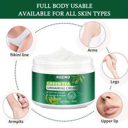 2pcs Buy 1 Get 1 Free Green Tea Summer Strong Is Gentle And Non-Irritating, Clean Hair Removal, 5-Minute Strong And Fast Hair Removal, Suitable for Facial, Lip, Armpit Leg Arm Bikini Hair Removal Suitable for Both Men And Women