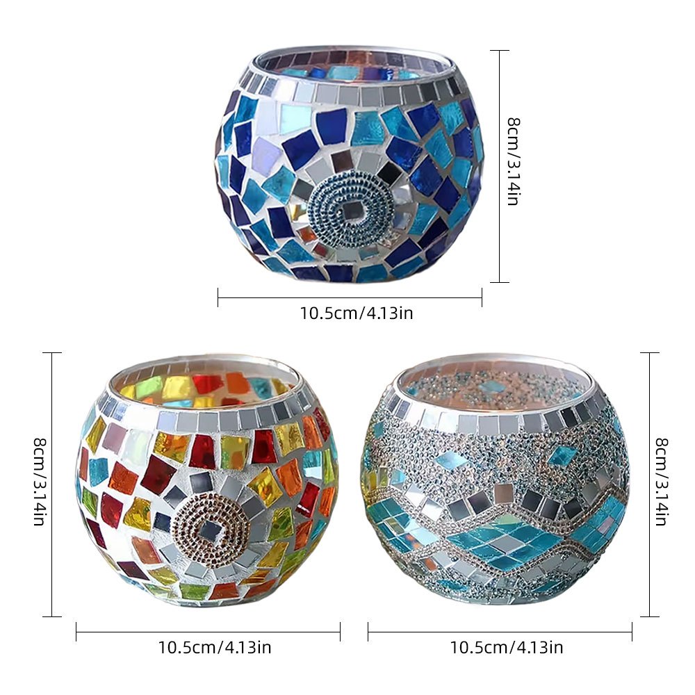 Mosaic Glass Tealight Holders – Three-Piece Set