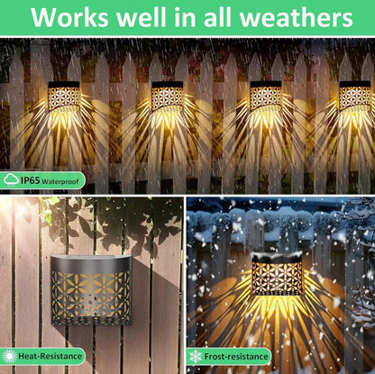 Taylor & Brown Solar Fence Lights 4 Pack, Hollow Out Patterns of Petals, Solar Decorative Outdoor Garden Lights, Waterproof Wireless Outdoor Lights for Garden, Fence, Patio Use