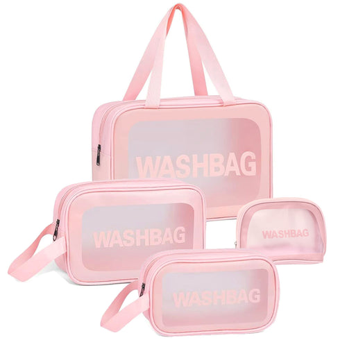 4pcs Clear Travel Toiletries Bag for Women, Travel Toiletry Bags Clear Wash Bag for Toiletries, PVC Waterproof Makeup Bag for Women and Girls