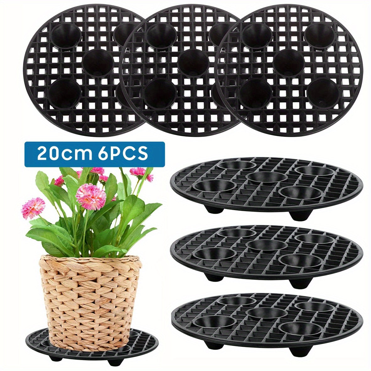 6X Plant Level Pot Elevator Heavy Duty Plant Stands 20/30cm Plant Pot Saucer