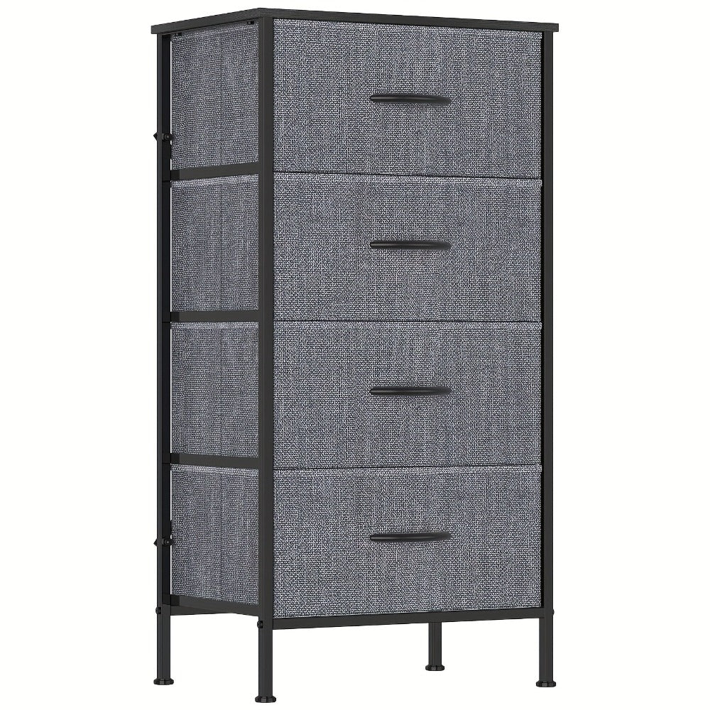 4-Drawer Chest of Drawers Metal Frame & MDF Top – Slim Bedroom Storage Unit 45x30x91cm UK