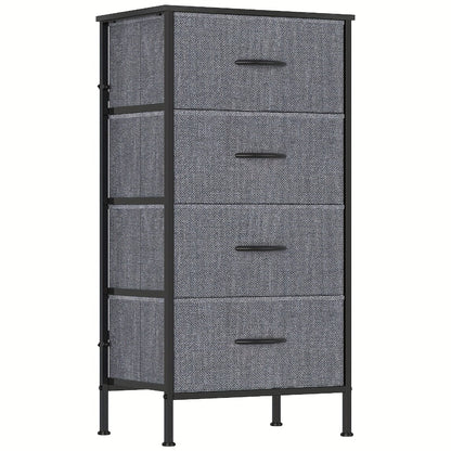 4-Drawer Chest of Drawers Metal Frame & MDF Top – Slim Bedroom Storage Unit 45x30x91cm UK