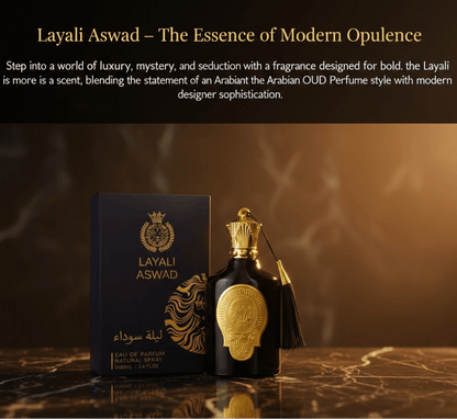[Mystical Arabian OUD Fragrance For Men To Attract Women]- Layali Aswad Long Lasting Men's Perfume 100ml EDP – High Quality Masculine Fragrance For Gentlemen Exuding Gentlemanly Charm – Luxurious Long-Lasting Scented Fragrance for Men Blends Prominent Not