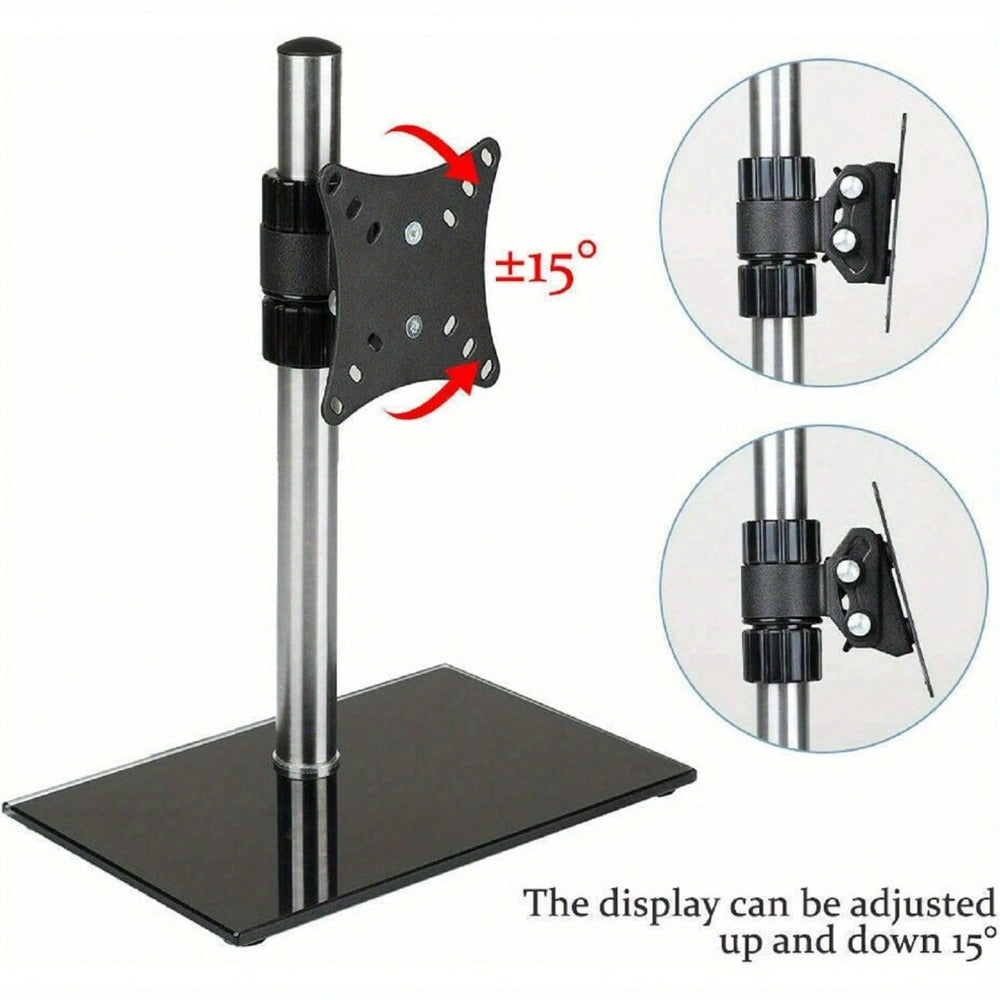 Monitor Stand 13 - 27 Inch Monitor Arm Curved Screen Monitor Mount Tempered Glass Base Monitor Stand Adjustable Ergonomic Pc Monitor Arm