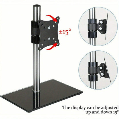 Monitor Stand 13 - 27 Inch Monitor Arm Curved Screen Monitor Mount Tempered Glass Base Monitor Stand Adjustable Ergonomic Pc Monitor Arm