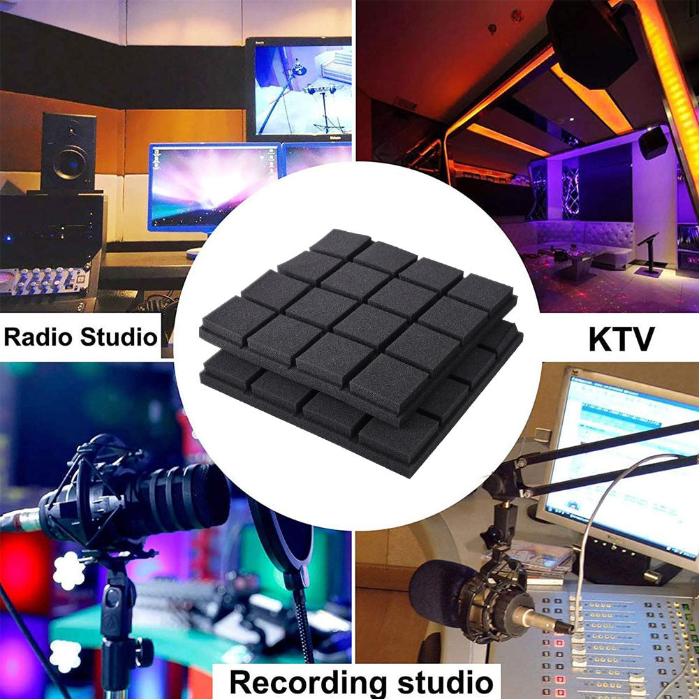 12 Black High-density Polyurethane Sound Insulation Foam Panels - Square Dust-free Sound Absorption Foam Panels, Suitable for KTV/recording Room/tympanum, Size 30 * 30 * 3cm