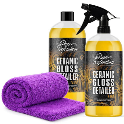 Ceramic Gloss Detailer - Car Detailing Spray Sealant & Coating For Vehicle Paintwork + Edgeless Microfibre Towel - Si02 Ceramic Technology - Pure Definition