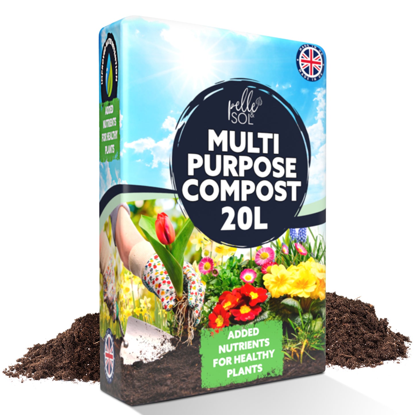 Pelle & Sol 10/20/40/50/60Ltr Multi Purpose Compost - Compost for Outdoor Plants & Soil for Plants Indoors - Potting Soil for Pots Plants Outdoor - All Purpose Nutrient Rich Fertiliser, Houseplant Potting Mix