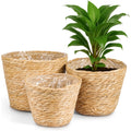 natural woven seagrass planter basket with liner