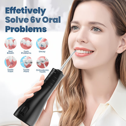 Cordless Water Flosser Portable Oral Irrigator with 4 Modes & 5 Jet Tips – Rechargeable Dental Water Flosser for Home & Travel, Teeth & Gum Cleaner for Braces & Implants