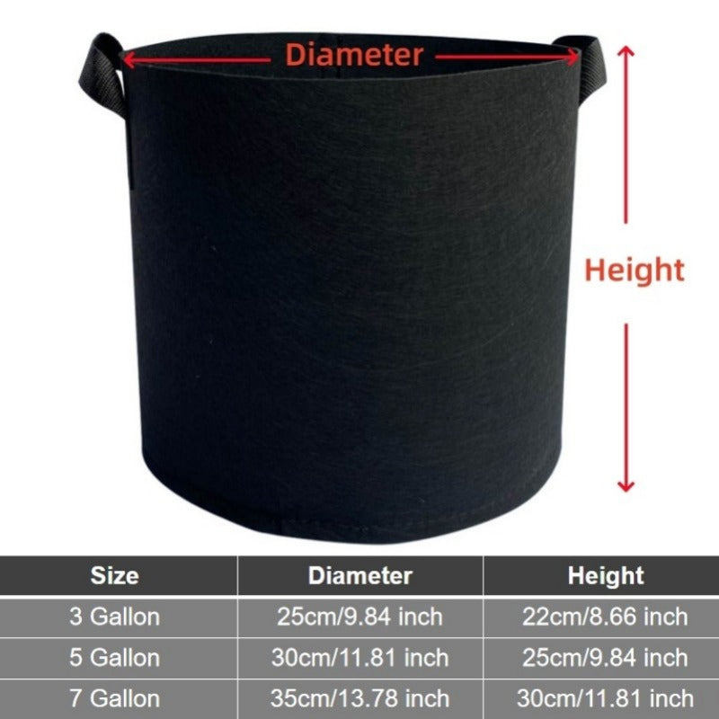 5Pack/10Pack Heavy Duty Grow Bags - Thickened Nonwoven Fabric Raised Garden Plant Pots with Aeration Holes And Sturdy Green Border, Collapsible/Outdoor Self-Watering Bags for Vegetables, Herbs, Flowers, 11.36/18.93/26.5L