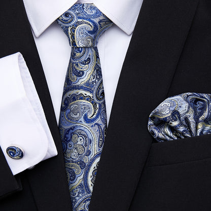 Men Men Black Paisley Tie Wedding Gift Box Tie Pocket Squares Set Necktie Box Suit Additions Fit Wedding