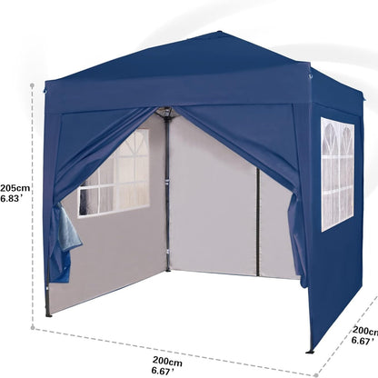 Pop-up Gazebo 2m x 2m With Sides Silver Protective Layer Waterproof Marquee Canopy
