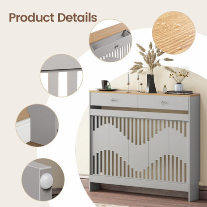 Modern White MDF Wood Radiator Cover with Drawers - Contemporary Style, Great Choice for Living Room, Bedroom, Hallway, Suitable for Placing Decorative Items and Storing Small Objects.