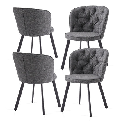 Fabric Dining Chairs Set of 2 or 4 – Upholstered High Back with Padded Seat & Black Metal Legs, Comfortable Kitchen & Dining Room Chairs for Lounge or Bedroom