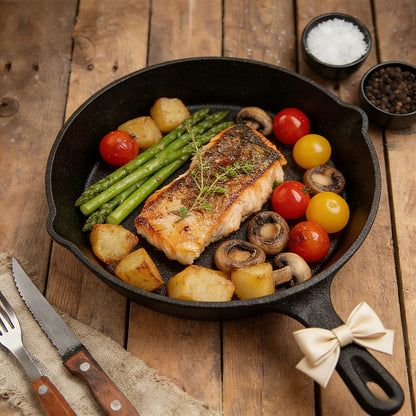3pcs Cast Iron Cooking Set - with Oil Brush, Multi-functional Cookware - Suitable for Indoor And Outdoor Use. The Outdoor Cooking Pan Can Be Used As A Heavy-duty Professional Restaurant Chef's Frying Pan Or Egg Pan