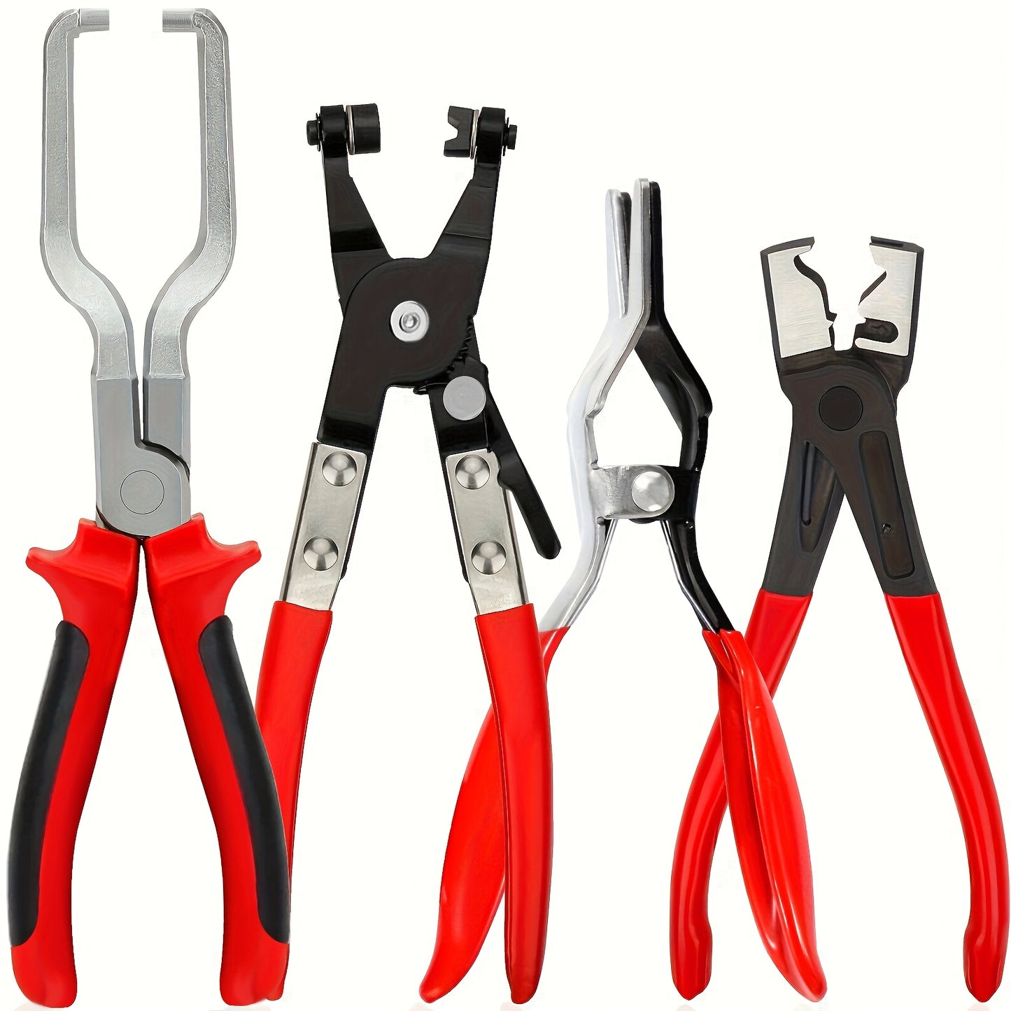 4pcs Set of Multifunctional Hose Clamp Pliers – Fuel Line Disconnection And Removal Tool Set for Car Maintenance, Suitable for Car And Truck Maintenance, Industrial And Home Repairs, Disassembly Tools, Fuel Water Pipe Maintenance