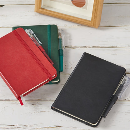 Set of 3 Compact Notebooks with a Pen, A6 Size Mini Notepad Suitable for Both Men And Women, Featuring a Hardback Cover And Pocket-Friendly Dimensions, Made with 100 GSM Thick Paper And Containing 408 Pages, Ideal for School Or Office Use