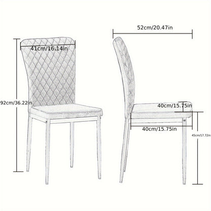 Suede Dining Chairs, Retro Armless High Back Upholstered Soft Seat with Black Metal Legs, Set of 4/6, for Dining Room Kitchen