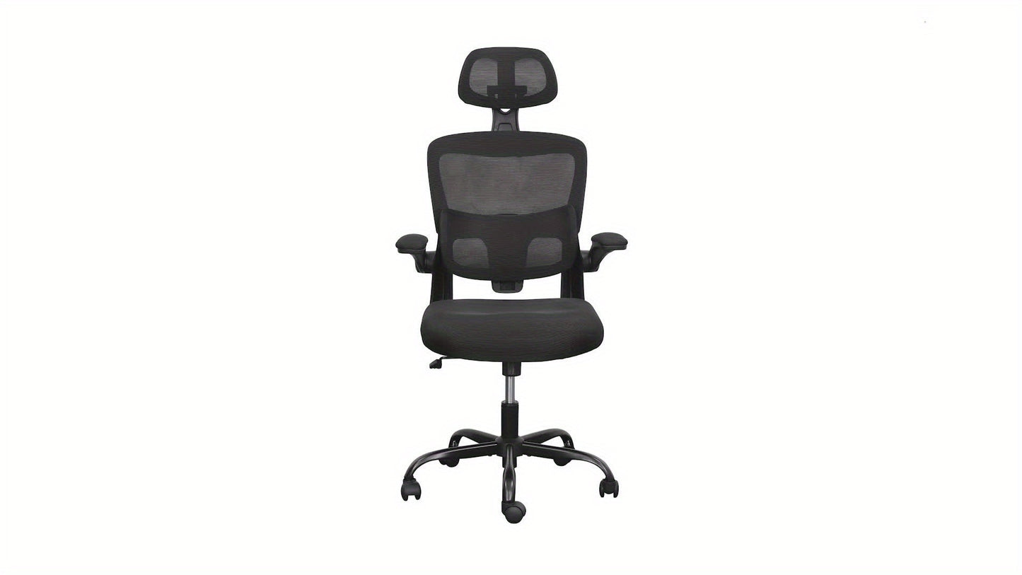 Ergonomic Mesh Office Chair with Adjustable Height, Flip-Up Armrests, Free-Tilt Mechanism & Split-Back Adjustment - Ideal for Home Office & Study Computing