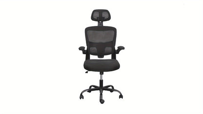 Ergonomic Mesh Office Chair with Adjustable Height, Flip-Up Armrests, Free-Tilt Mechanism & Split-Back Adjustment - Ideal for Home Office & Study Computing
