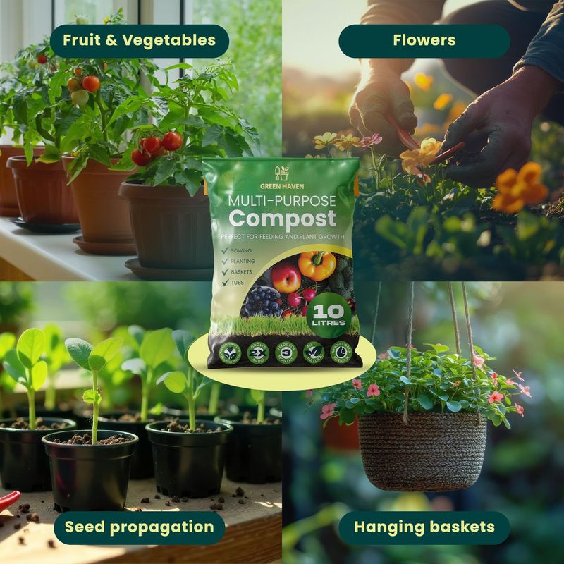 Green Haven 50L Peat Free Multi-Purpose Compost – All Purpose Potting Soil, Nutrient-Rich Planting Mix for Indoor & Outdoor Plants, Vegetables, Seed Starting, Garden Beds & Planters