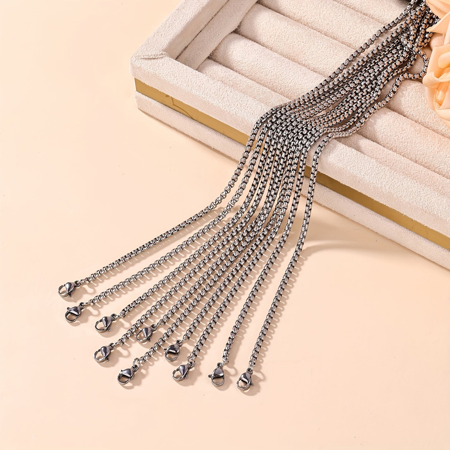 10pcs 316 Stainless Steel Necklaces, Made of Non-Fading Jewelry Material, Suitable for Matching Additions, 2.5Mm in Thickness And 60Cm in Length