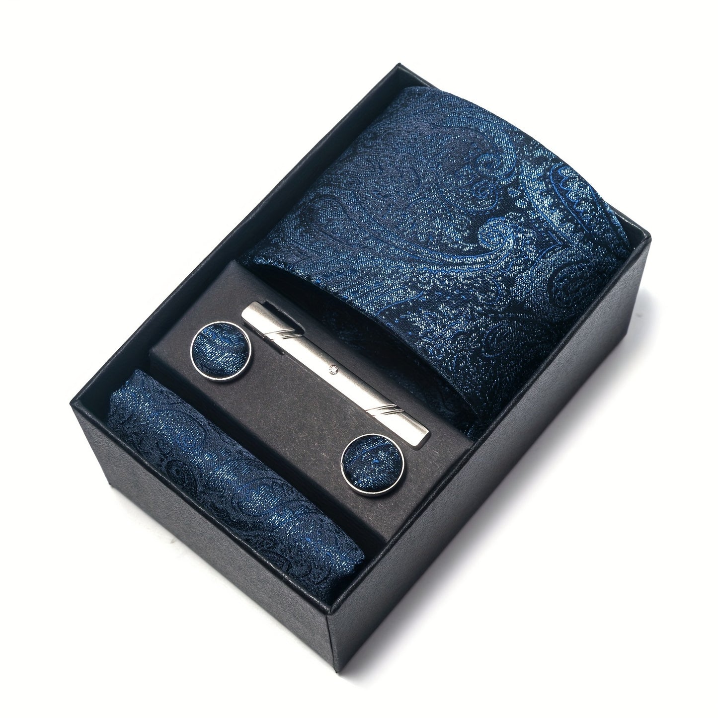 Men Men Black Paisley Tie Wedding Gift Box Tie Pocket Squares Set Necktie Box Suit Additions Fit Wedding