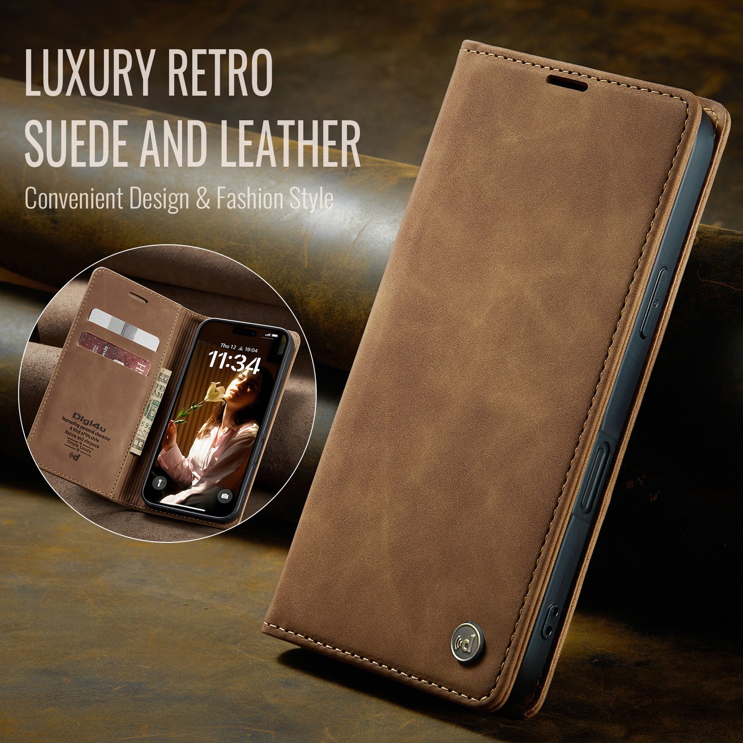 Upgraded Faux Leather Flip Cover Wallet Case For iPhone 16 Plus 16 Pro Max with Card Holder, Magnetic Closure, and Stand Function Phone Case