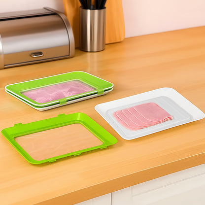 Stretch-Fit Food Storage Containers Reusable Preservation Trays for Fridge Organization – Perfect for Vegetables, Fruits, and Meats – Space-Saving Stackable Design