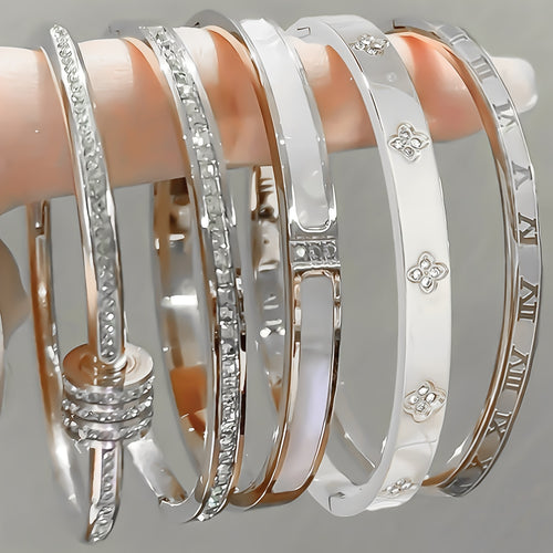 [5pcs Stylish Bracelet] 5pcs Ladies' Stainless Steel Bracelet Set | Uniquely Designed, Stylish, Multi-Element, Exquisite Gift, Non-Fading Jewelry