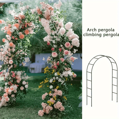 Garden Arch Lattice Frame for Climbing Plants, Metal Arch Frames, Pumpkin Arch Outdoor Garden Branches And Arches for Halloween Christmas Birthday Party Decorations - 240 X 140 X 38Cm (Black)