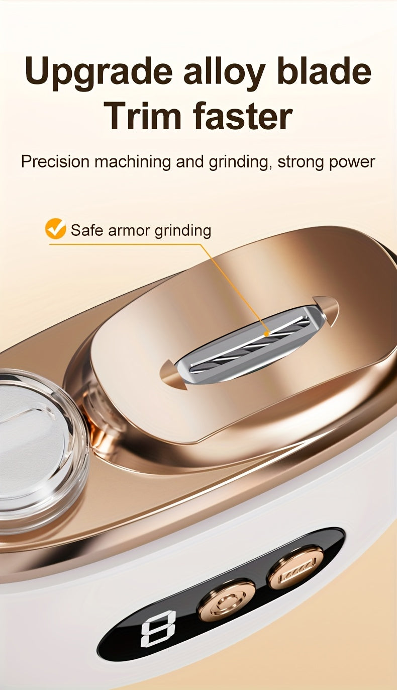 Smart Electric Nail Clipper 2 in 1 Polishing Nail Trimmer Manicure Tool, USB Rechargeable, 500Mah Li-Polymer Battery, with Anti-Cut, Sanding And Lighting Function, Great for Manicure, Nail File, Polishing And Shaping, Perfect Gift for Gift Giving