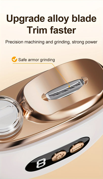 Smart Electric Nail Clipper 2 in 1 Polishing Nail Trimmer Manicure Tool, USB Rechargeable, 500Mah Li-Polymer Battery, with Anti-Cut, Sanding And Lighting Function, Great for Manicure, Nail File, Polishing And Shaping, Perfect Gift for Gift Giving