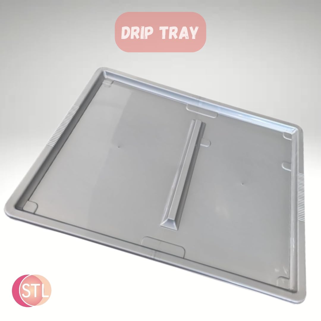 STL Plastic Dish Drainer with Anti-Drip Tray, Capacity for 13 Plates, 5 Color Options, Food Grade, BPA Free, Kitchen Organizer (Grey)