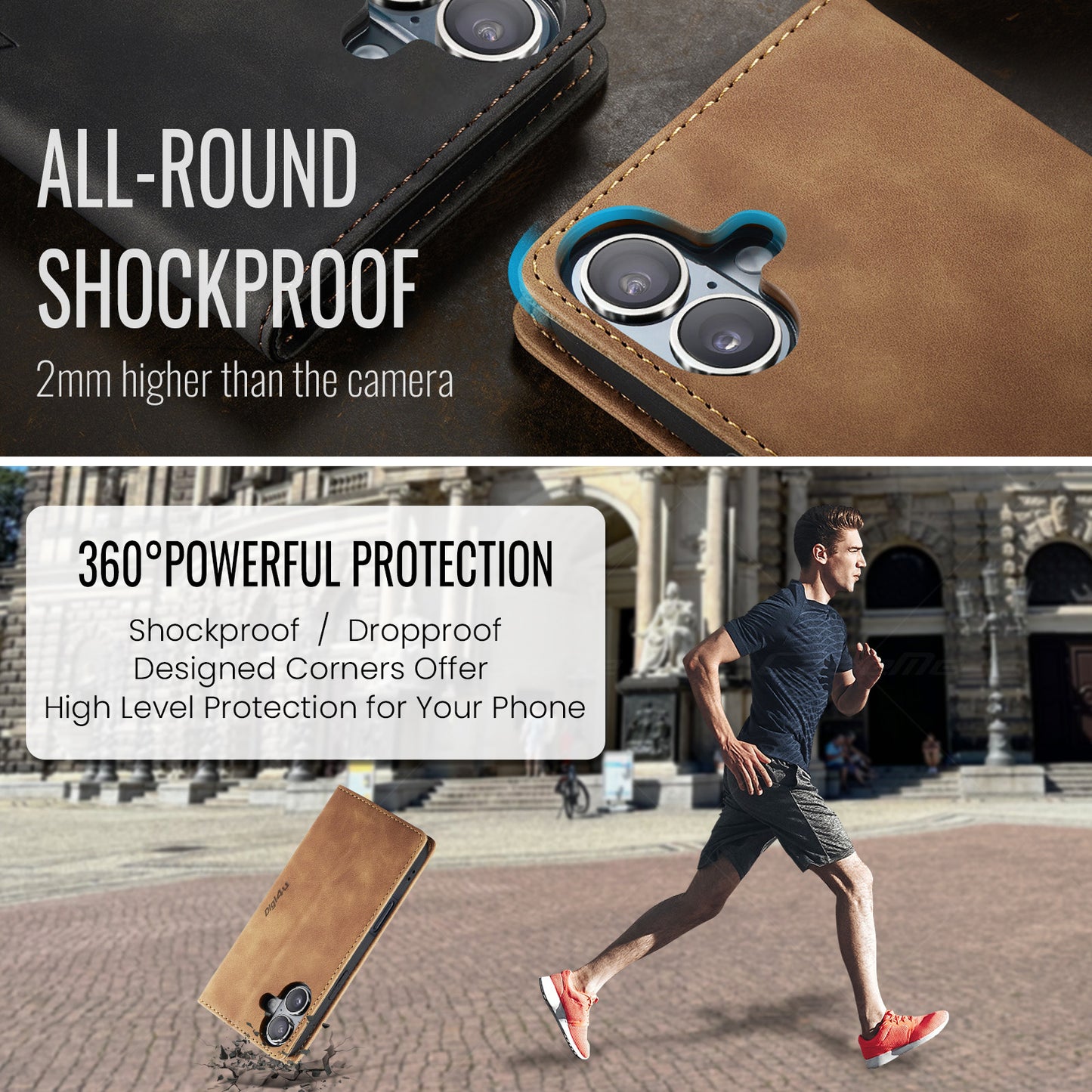 Upgraded Faux Leather Flip Cover Wallet Case For iPhone 16 Plus 16 Pro Max with Card Holder, Magnetic Closure, and Stand Function Phone Case