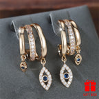 Earring Blue Synthetic Zirconia Devil's Eye Earrings with Metal - product gallery image 3